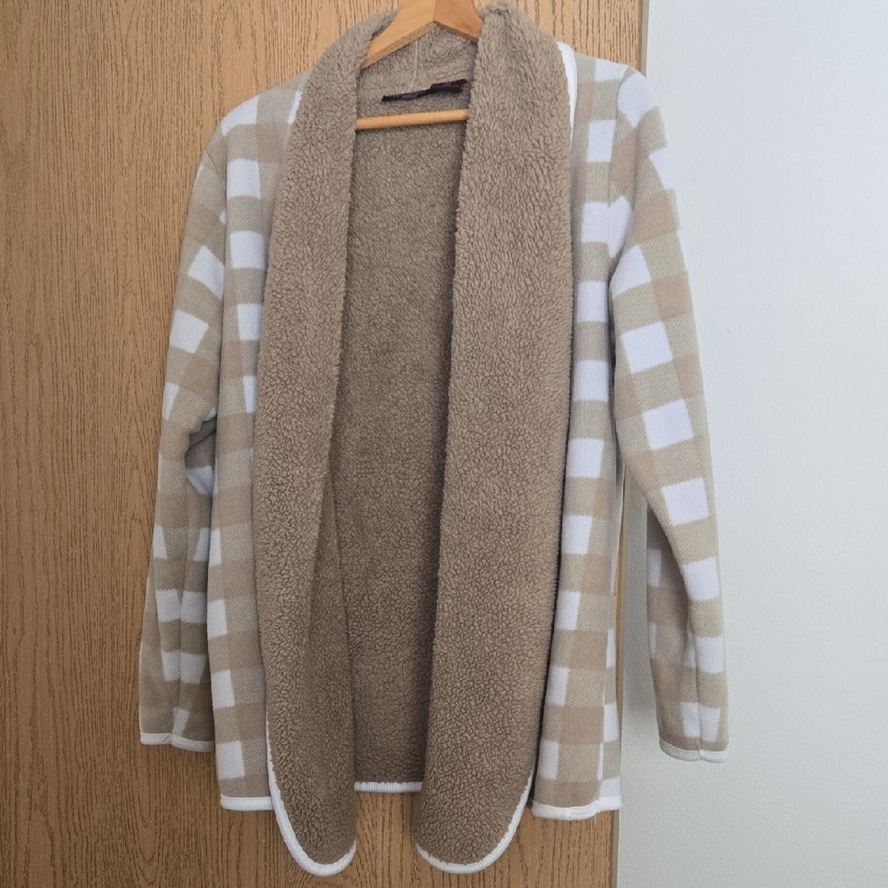 Plaid Beige and White Women's Hoodie